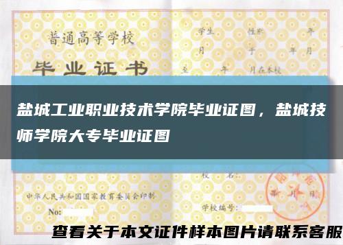 鹽城工業職業技術學院畢業證圖，鹽城技師學院大專畢業證圖縮略圖