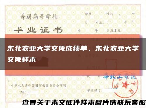 東北農業大學文憑成績單，東北農業大學文憑樣本縮略圖