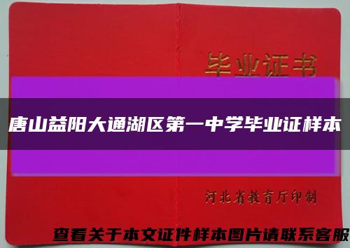 唐山益陽大通湖區第一中學畢業證樣本縮略圖