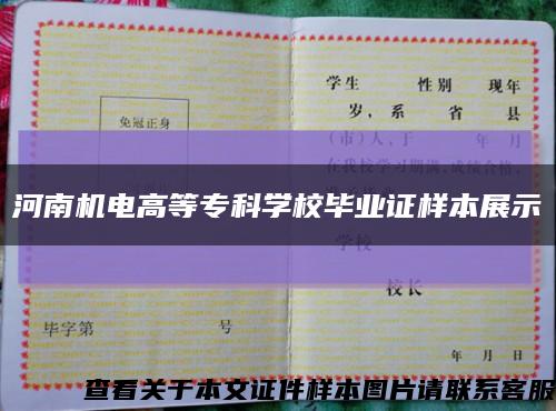 河南機電高等?？茖W校畢業證樣本展示縮略圖