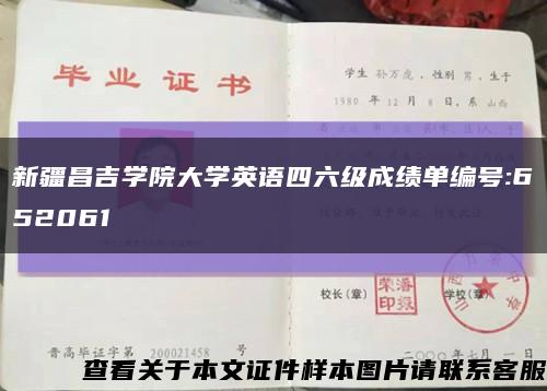 新疆昌吉學院大學英語四六級成績單編號:652061縮略圖