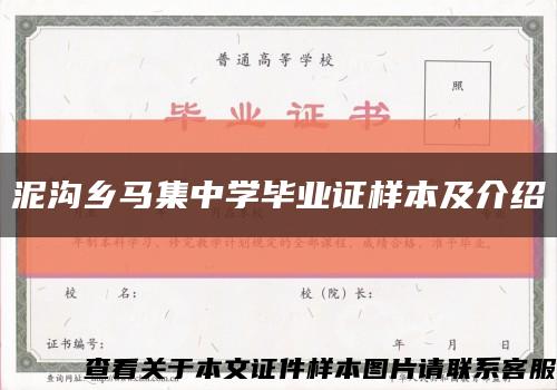 泥溝鄉馬集中學畢業證樣本及介紹縮略圖