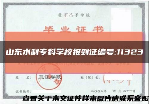 山東水利?？茖W校報到證編號:11323縮略圖