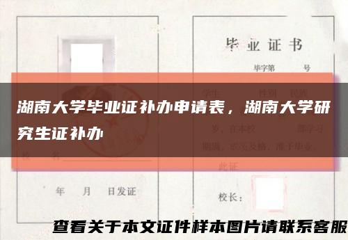 湖南大學畢業證補辦申請表，湖南大學研究生證補辦縮略圖