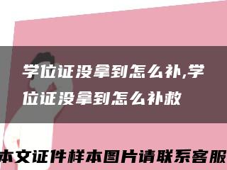 學位證沒拿到怎么補,學位證沒拿到怎么補救縮略圖
