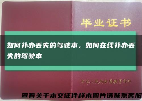 如何補辦丟失的駕駛本，如何在線補辦丟失的駕駛本縮略圖