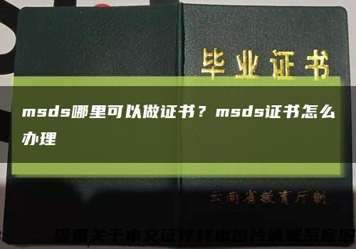 msds哪里可以做證書？msds證書怎么辦理縮略圖