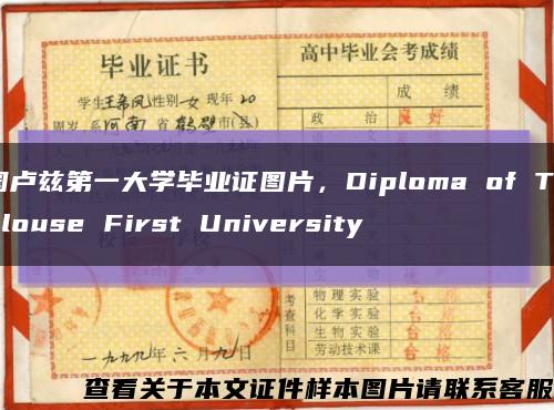 圖盧茲第一大學畢業證圖片，Diploma of Toulouse First University縮略圖
