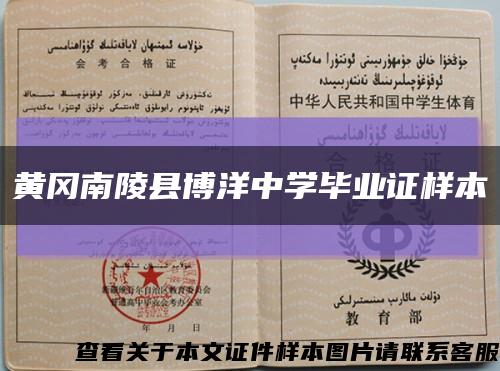 黃岡南陵縣博洋中學畢業證樣本縮略圖