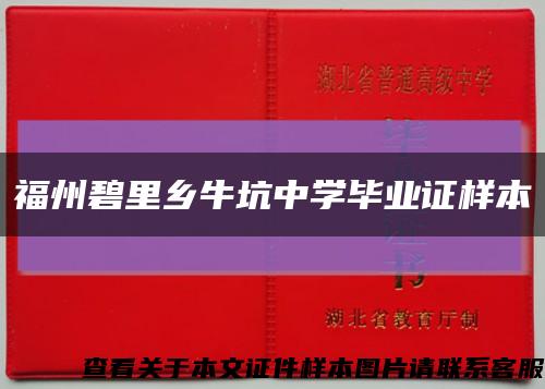 福州碧里鄉?？又袑W畢業證樣本縮略圖