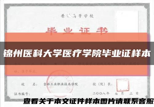錦州醫科大學醫療學院畢業證樣本縮略圖