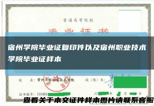 宿州學院畢業證復印件以及宿州職業技術學院畢業證樣本縮略圖