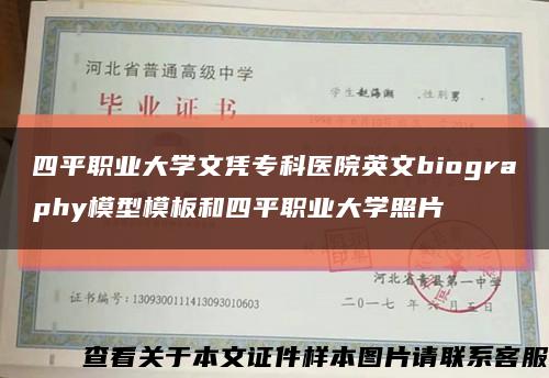 四平職業大學文憑?？漆t院英文biography模型模板和四平職業大學照片縮略圖