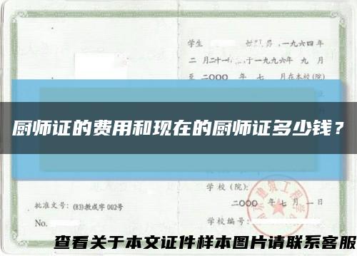 廚師證的費用和現在的廚師證多少錢？縮略圖