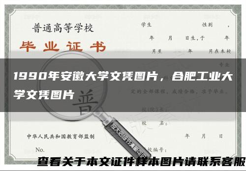 1990年安徽大學文憑圖片，合肥工業大學文憑圖片縮略圖
