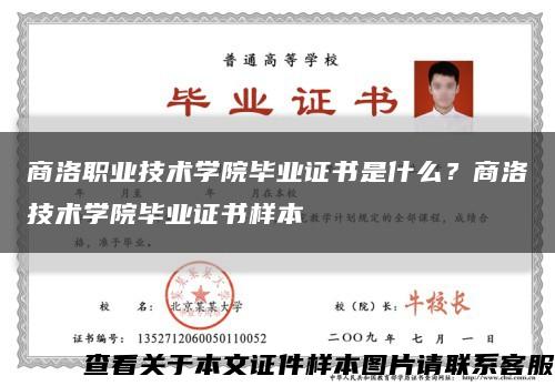 商洛職業技術學院畢業證書是什么？商洛技術學院畢業證書樣本縮略圖
