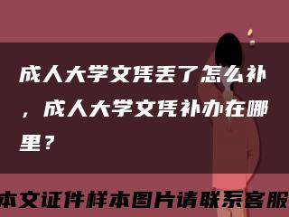 成人大學文憑丟了怎么補，成人大學文憑補辦在哪里？縮略圖