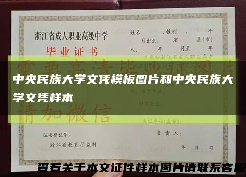 中央民族大學文憑模板圖片和中央民族大學文憑樣本縮略圖