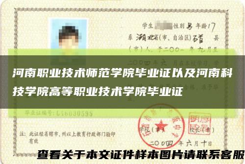 河南職業技術師范學院畢業證以及河南科技學院高等職業技術學院畢業證縮略圖