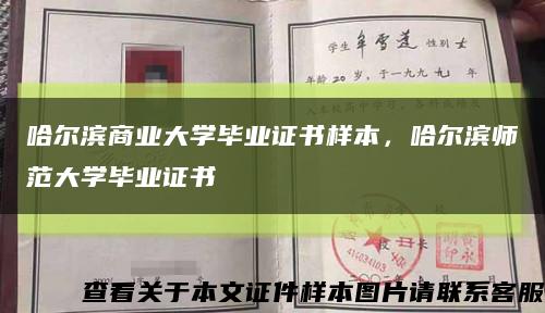 哈爾濱商業大學畢業證書樣本，哈爾濱師范大學畢業證書縮略圖