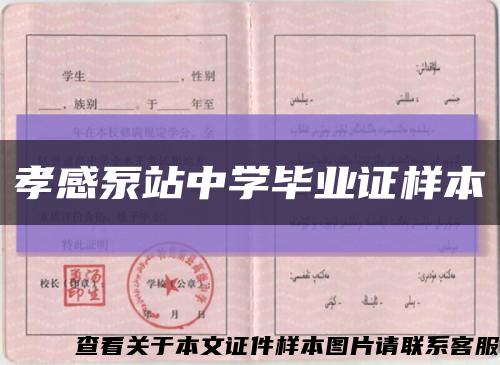 孝感泵站中學畢業證樣本縮略圖