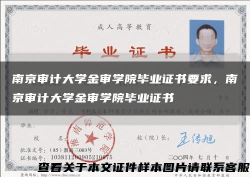 南京審計大學金審學院畢業證書要求，南京審計大學金審學院畢業證書縮略圖