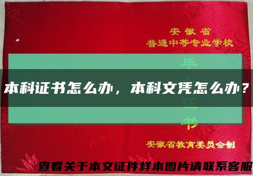 本科證書怎么辦，本科文憑怎么辦？縮略圖