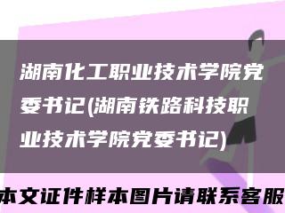 湖南化工職業技術學院黨委書記(湖南鐵路科技職業技術學院黨委書記)縮略圖
