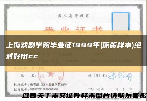 上海戲劇學院畢業證1999年(原版樣本)絕對好用cc縮略圖