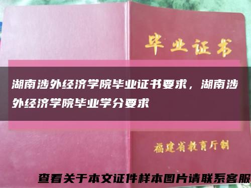 湖南涉外經濟學院畢業證書要求，湖南涉外經濟學院畢業學分要求縮略圖