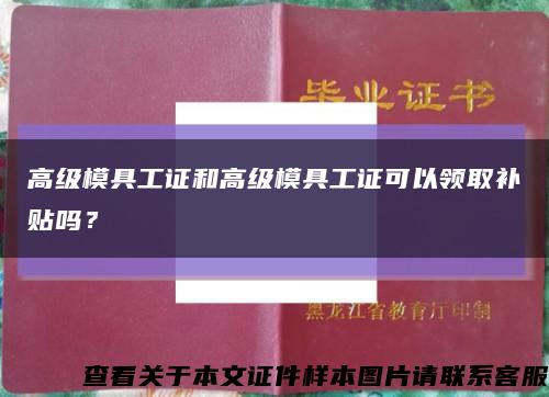 高級模具工證和高級模具工證可以領取補貼嗎？縮略圖