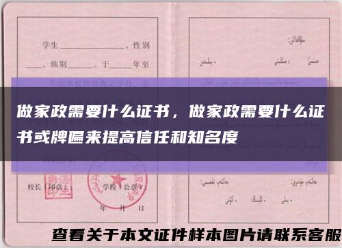 做家政需要什么證書，做家政需要什么證書或牌匾來提高信任和知名度縮略圖