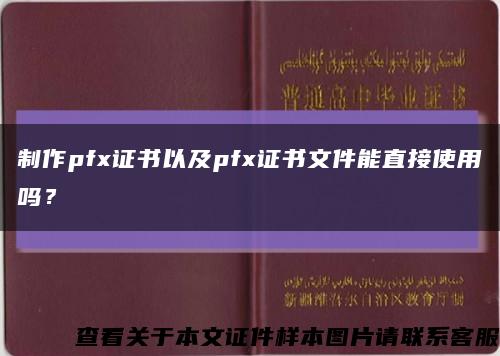 制作pfx證書以及pfx證書文件能直接使用嗎？縮略圖