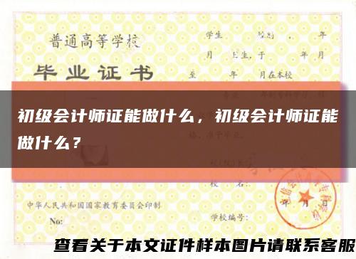 初級會計師證能做什么，初級會計師證能做什么？縮略圖