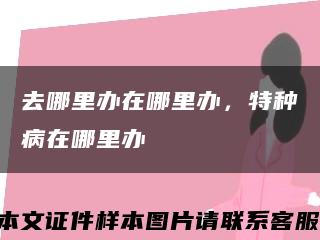 去哪里辦在哪里辦，特種病在哪里辦縮略圖