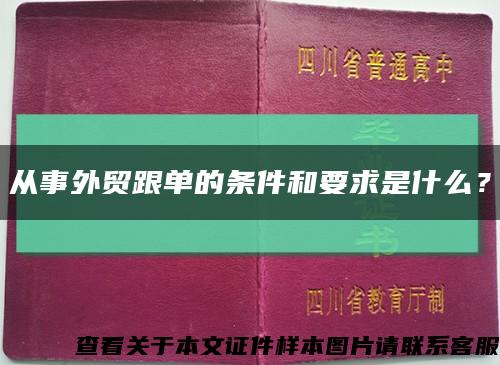 從事外貿跟單的條件和要求是什么？縮略圖
