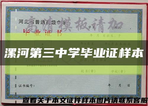 漯河第三中學畢業證樣本縮略圖