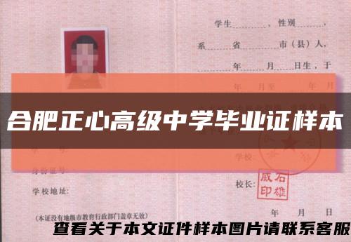 合肥正心高級中學畢業證樣本縮略圖