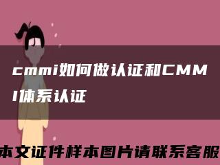 cmmi如何做認證和CMMI體系認證縮略圖