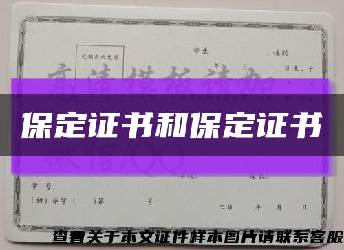 保定證書和保定證書縮略圖