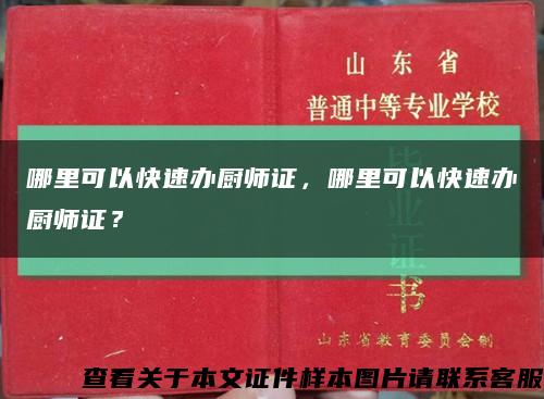 哪里可以快速辦廚師證，哪里可以快速辦廚師證？縮略圖