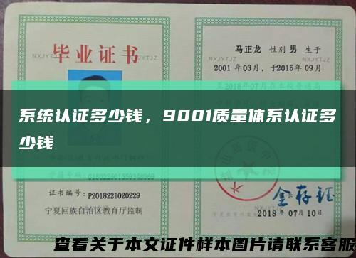 系統認證多少錢，9001質量體系認證多少錢縮略圖