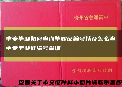 中專畢業如何查詢畢業證編號以及怎么查中專畢業證編號查詢縮略圖