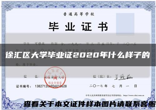 徐匯區大學畢業證2020年什么樣子的縮略圖