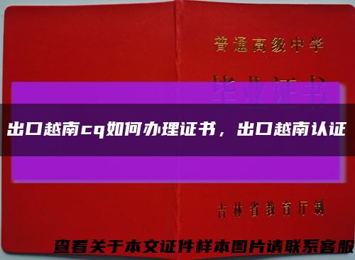 出口越南cq如何辦理證書，出口越南認證縮略圖