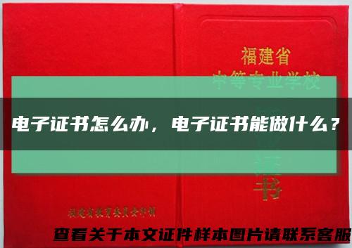 電子證書怎么辦，電子證書能做什么？縮略圖