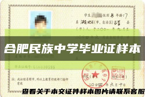 合肥民族中學畢業證樣本縮略圖