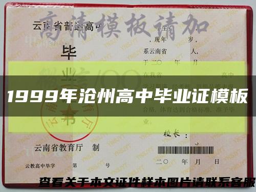 1999年滄州高中畢業證模板縮略圖