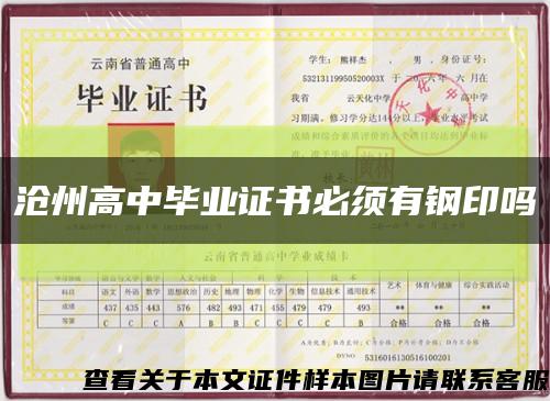 滄州高中畢業證書必須有鋼印嗎縮略圖