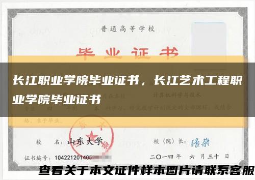 長江職業學院畢業證書，長江藝術工程職業學院畢業證書縮略圖